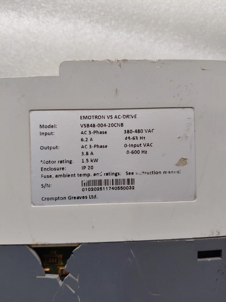 CROMPTON EMOTRON VSB48-004-20CNB VS AC DRIVE